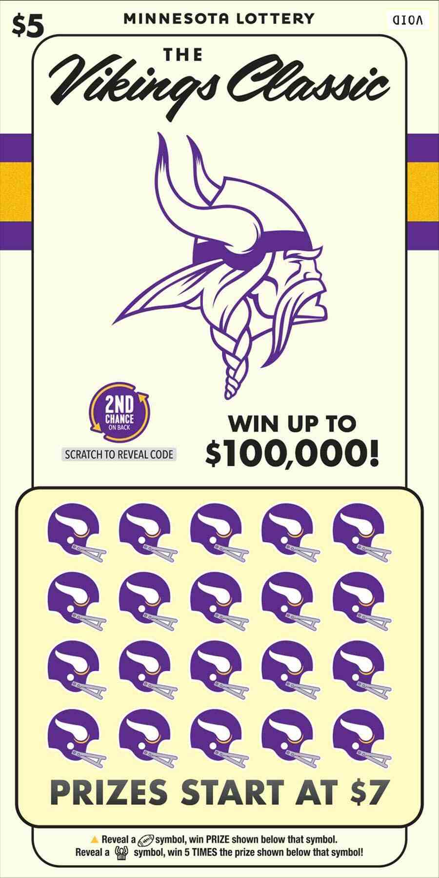 The Vikings Classic scratchcard - game number #2010 - front