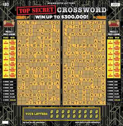 Top Secret Crossword scratchcard - game number #2072 - front