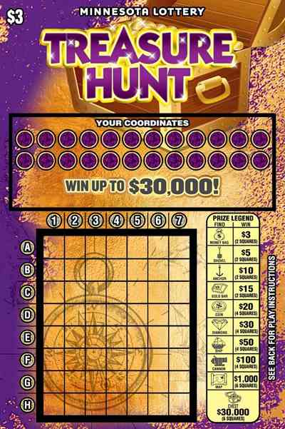 Treasure Hunt scratchcard - game number #2104 - front