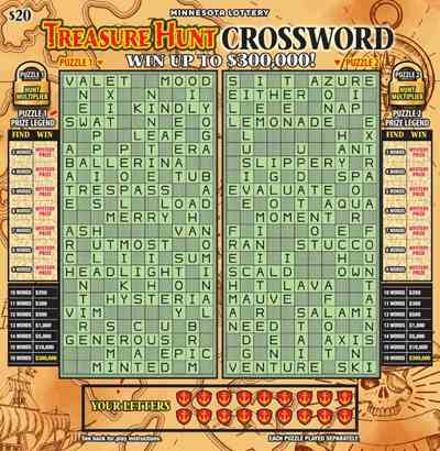 Treasure Hunt Crossword scratchcard - game number #2043 - front