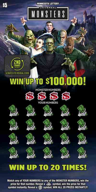 Universal Monsters scratchcard - game number #1966 - front