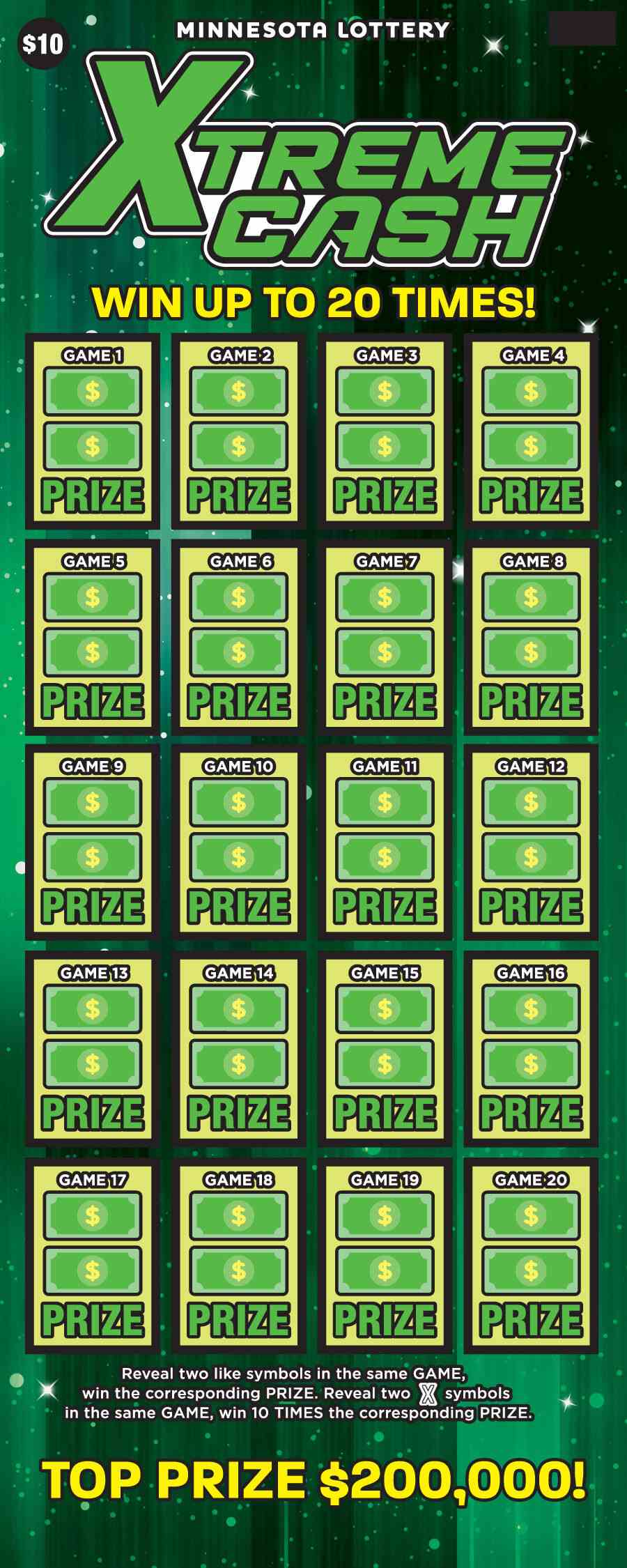Xtreme Cash scratchcard - game number #2085 - front