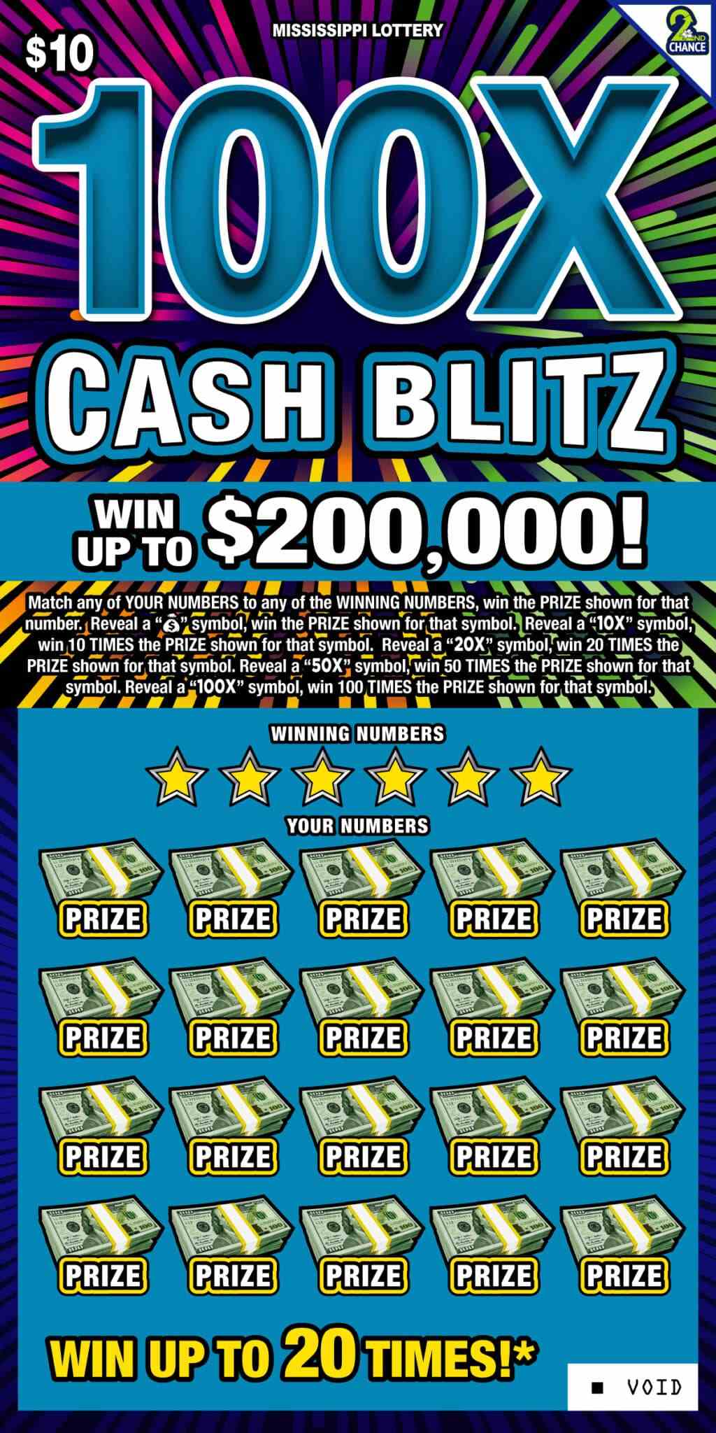 100X Cash Blitz scratchcard - game number #165 - front