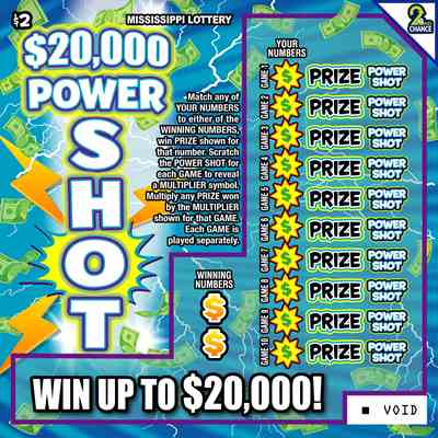 20000 Power Shot scratchcard - game number #179 - front