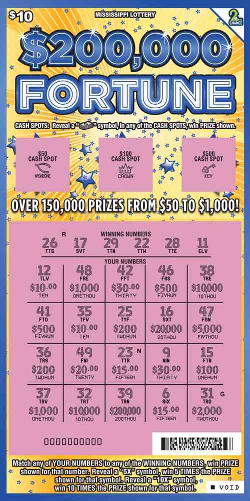 200000 Fortune 2 scratchcard - game number #68 - front-scratched