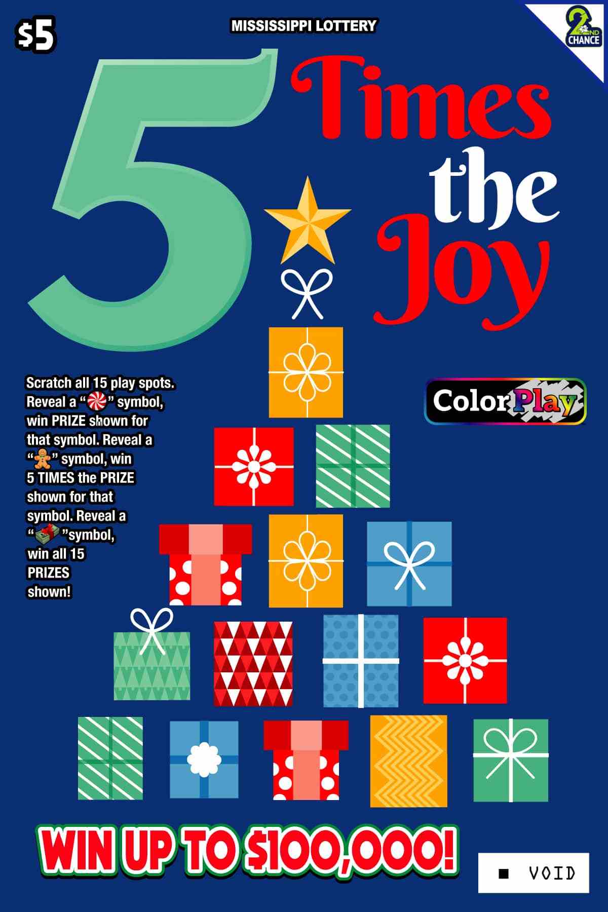5 Times The Joy scratchcard - game number #188 - front