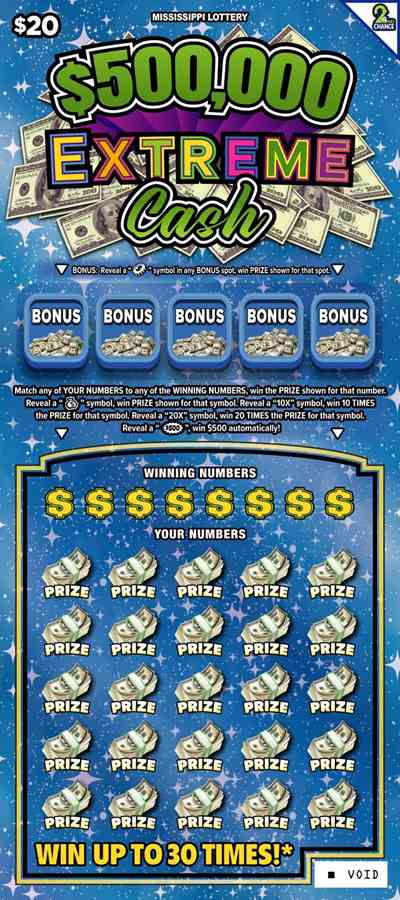 500000 Extreme Cash scratchcard - game number #210 - front