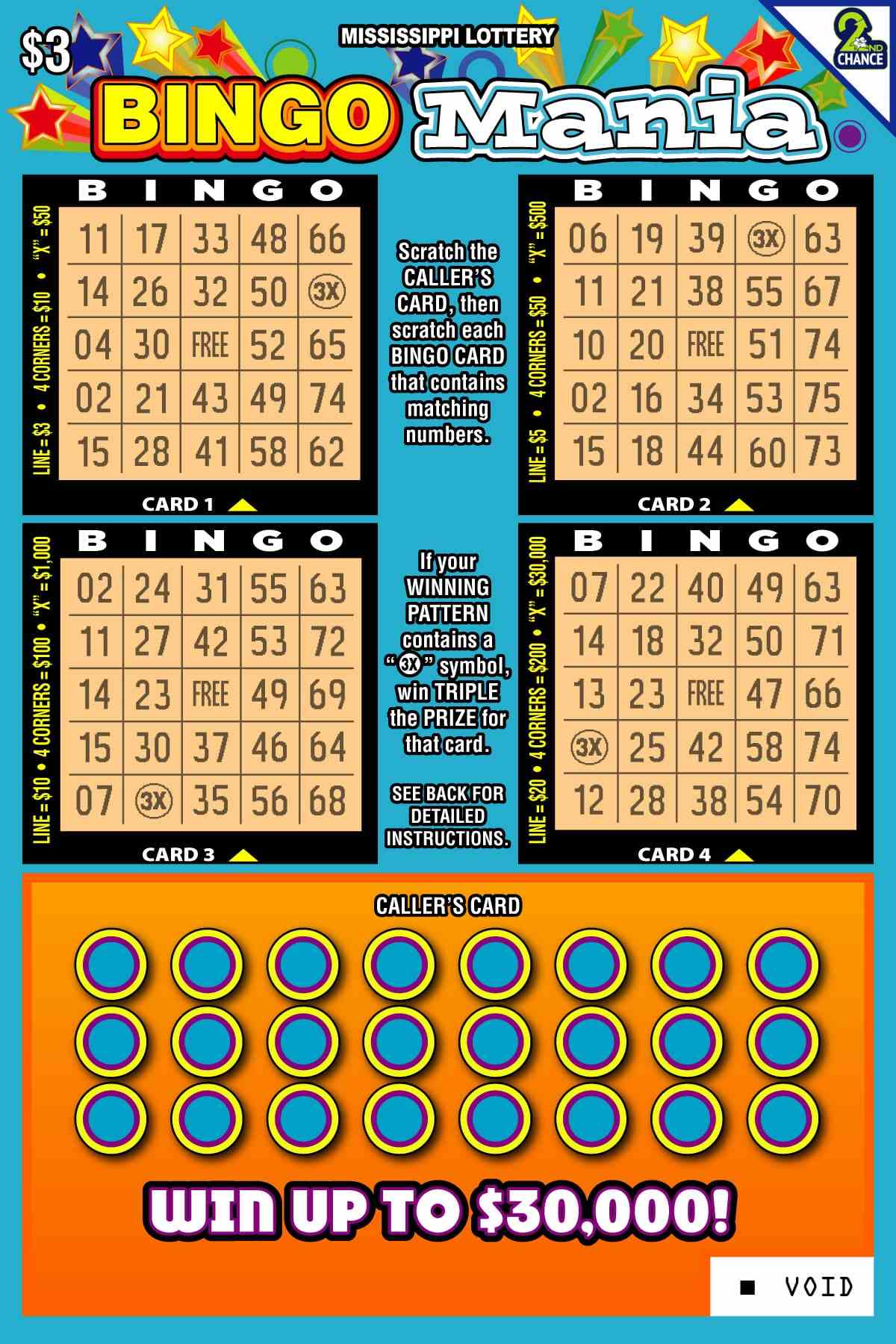 Bingo Mania scratchcard - game number #167 - back