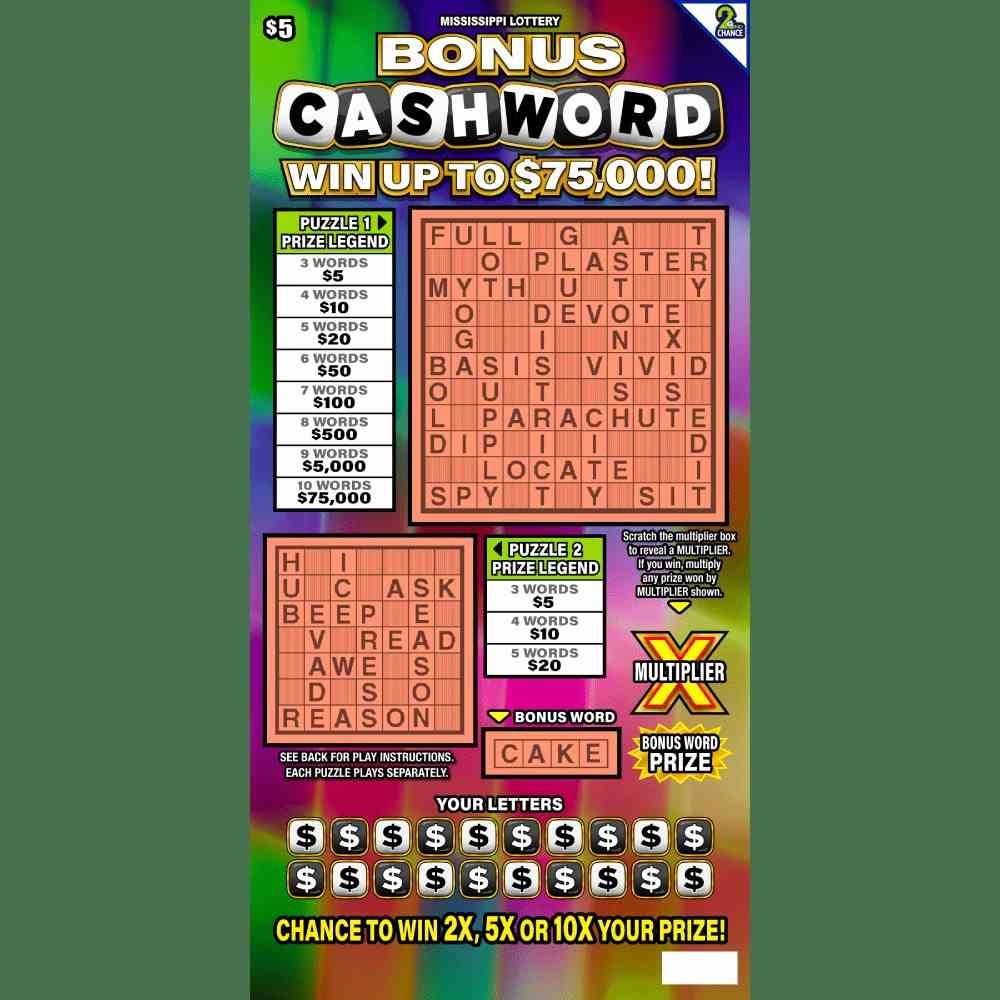 Bonus Cashword scratchcard - game number #148 - front