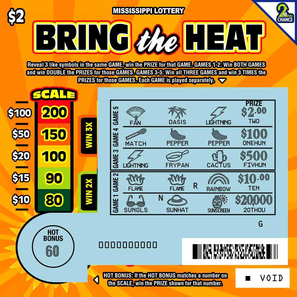 Bring The Heat scratchcard - game number #172 - front-scratched