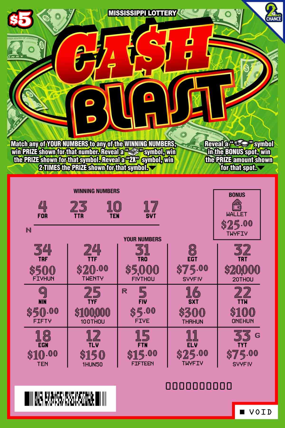 Cah Blast scratchcard - game number #137 - front-scratched