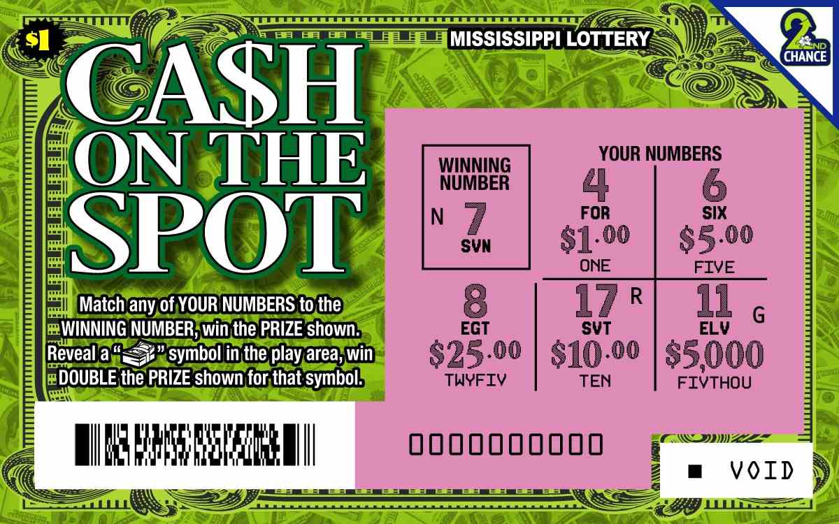 Cash On The Spot scratchcard - game number #214 - front-scratched