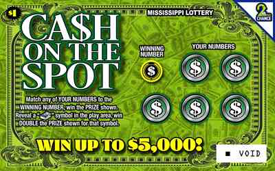 Cash On The Spot scratchcard - game number #214 - front