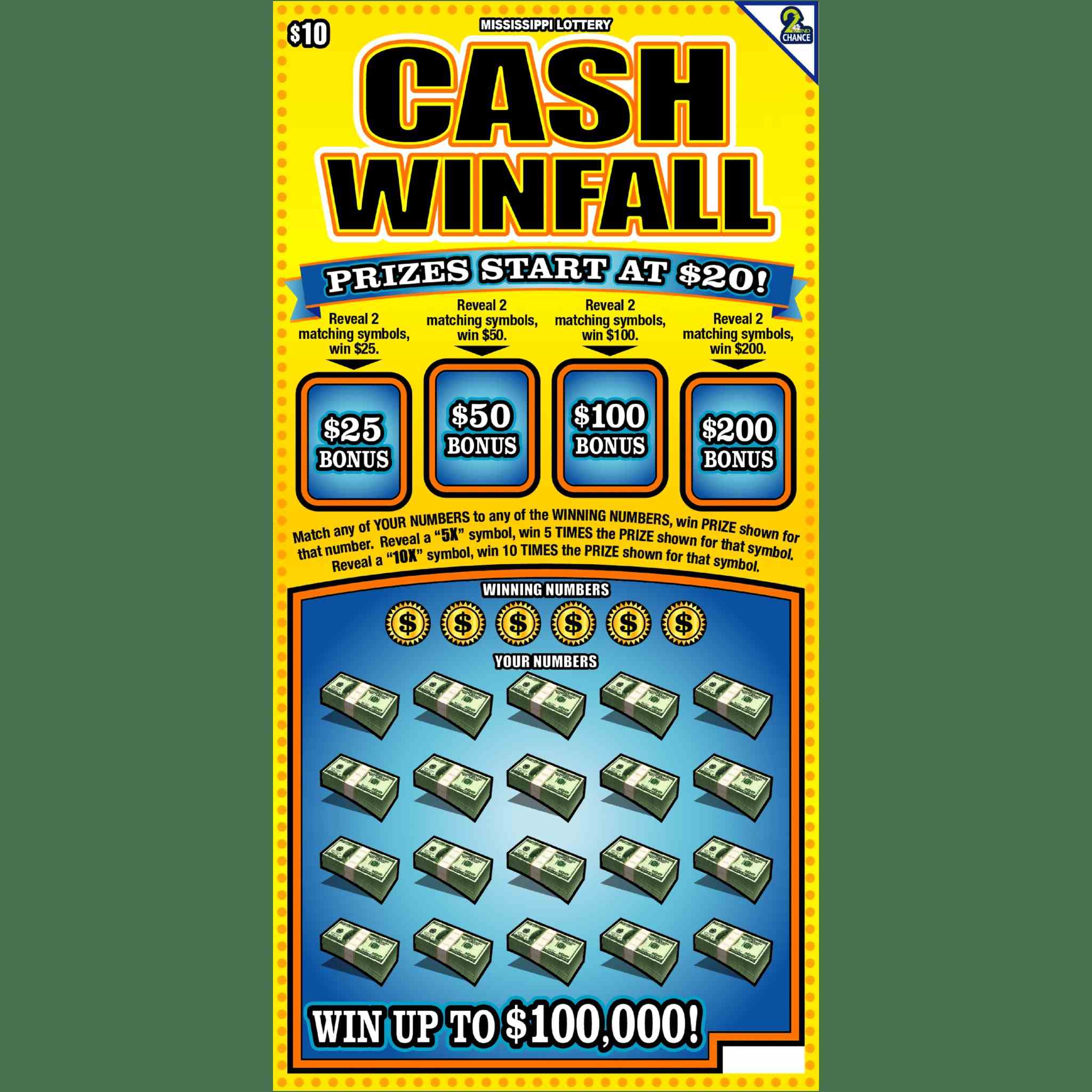 Cash Winfall scratchcard - game number #99 - front