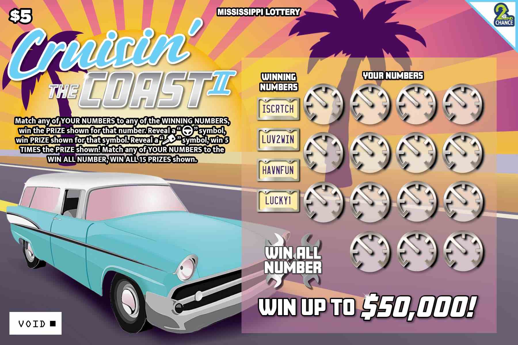 Cruisin The Coast Ii scratchcard - game number #146 - front-scratched