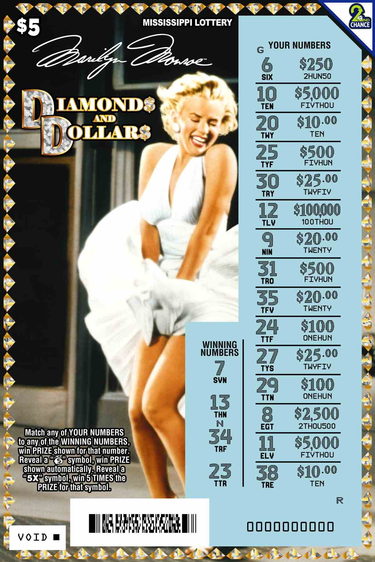 Diamond And Dollar scratchcard - game number #145 - front-scratched