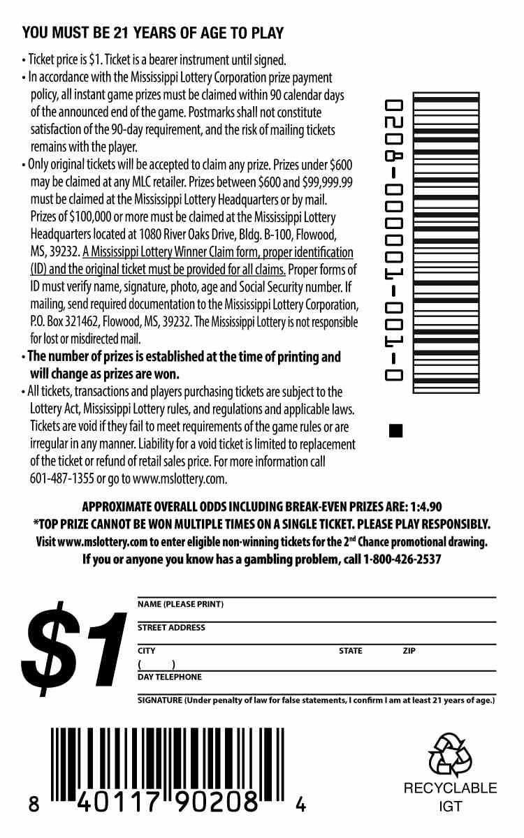 Double Doubler 3 scratchcard - game number #208 - back