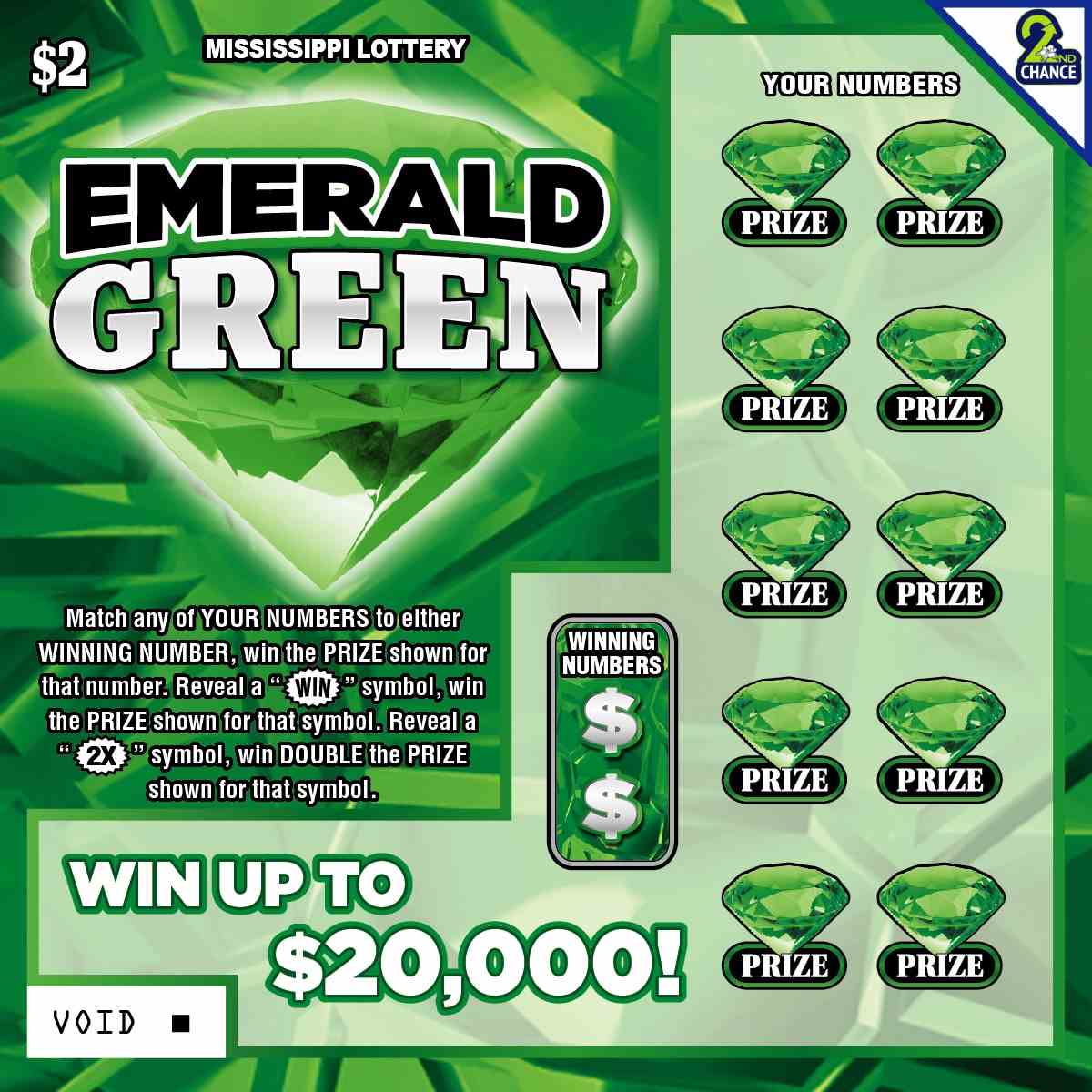 Emerald Green scratchcard - game number #181 - front-scratched