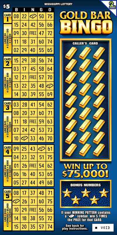 Gold Bar Bingo scratchcard - game number #202 - front