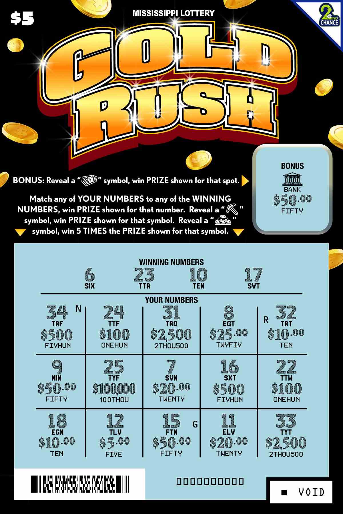 Gold Rush 2 scratchcard - game number #209 - front-scratched