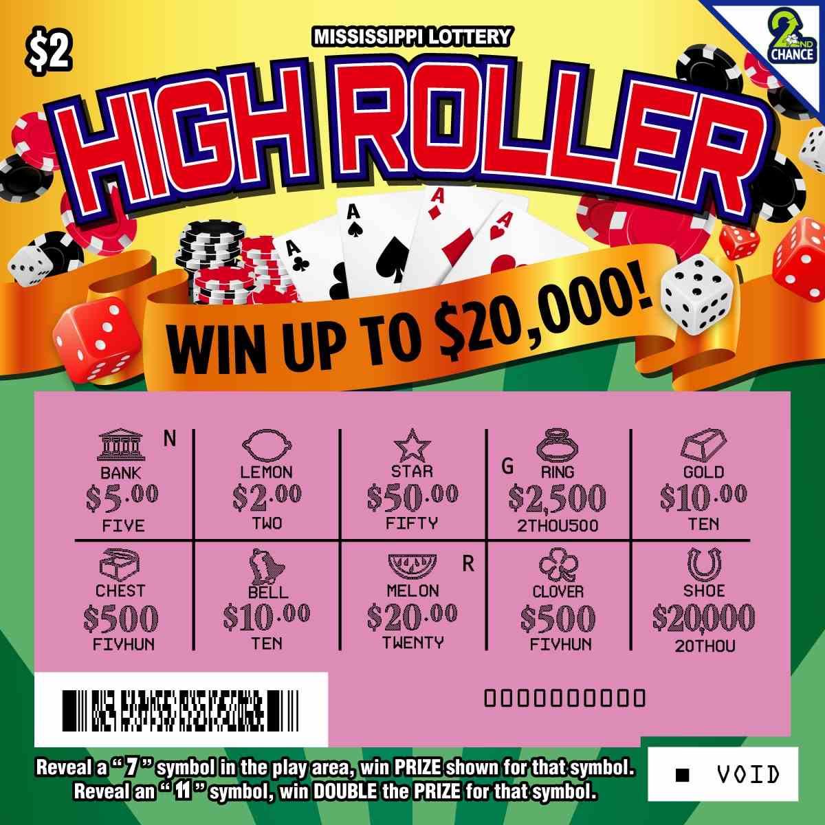 High Roller scratchcard - game number #187 - front-scratched