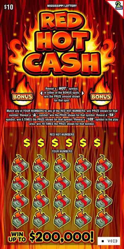 Red Hot Cash scratchcard - game number #207 - front