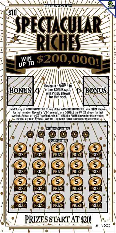 Spectacular Riches scratchcard - game number #203 - front