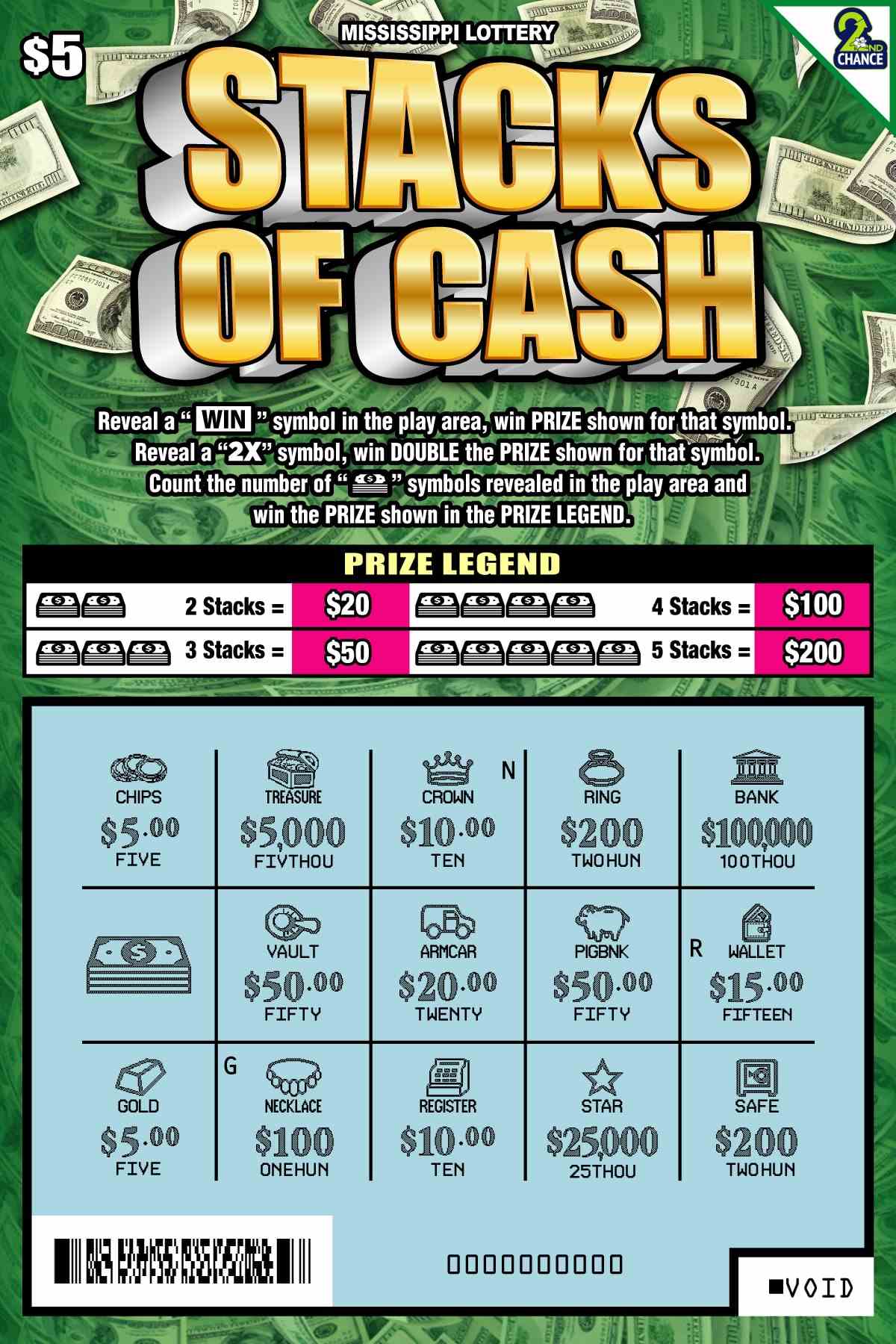 Stacks Of Cash scratchcard - game number #158 - front-scratched