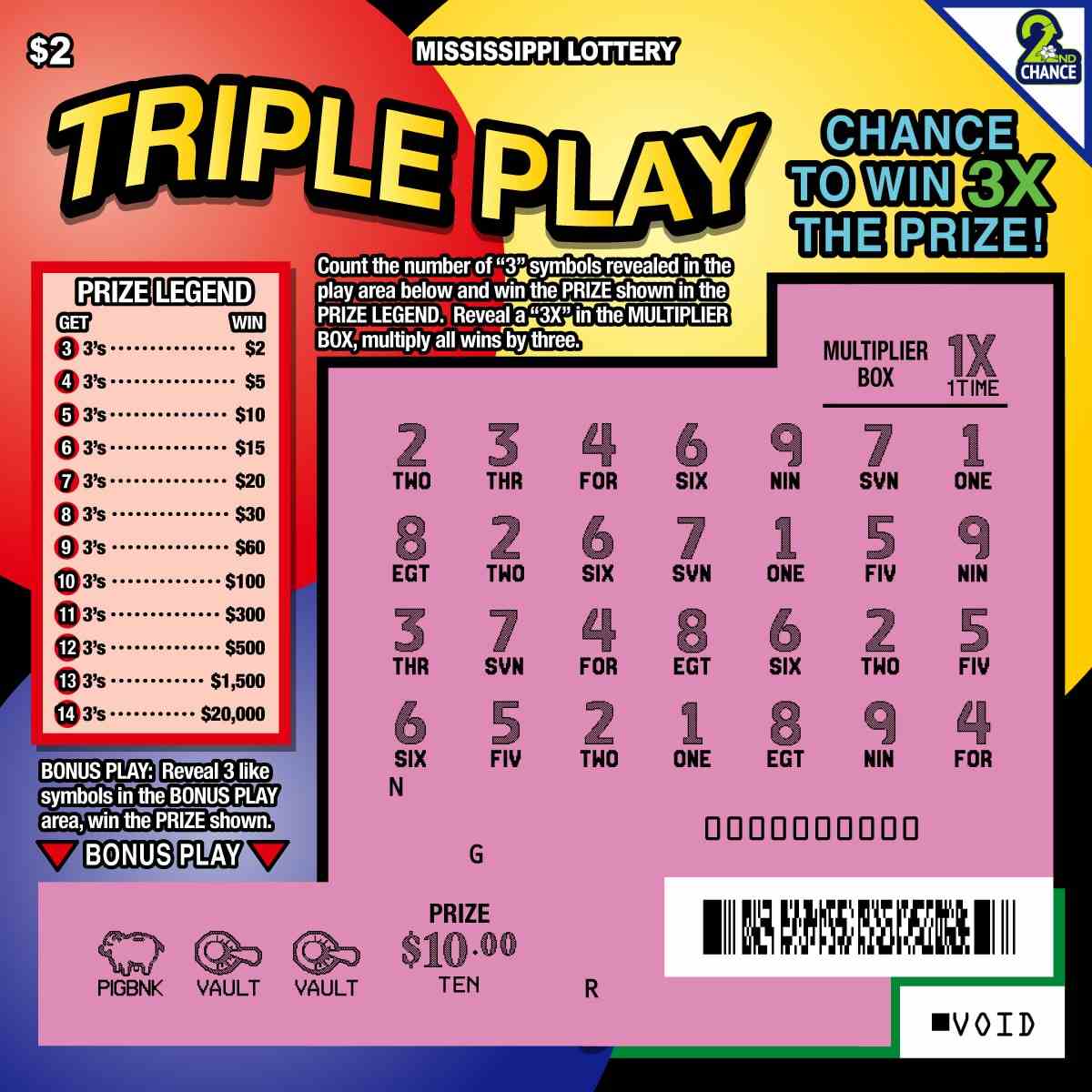 Triple Play scratchcard - game number #159 - front-scratched