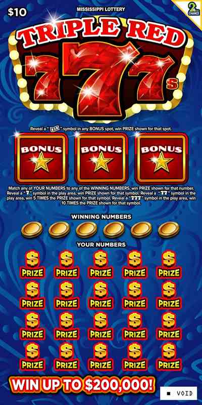 Triple Red 7S scratchcard - game number #212 - front