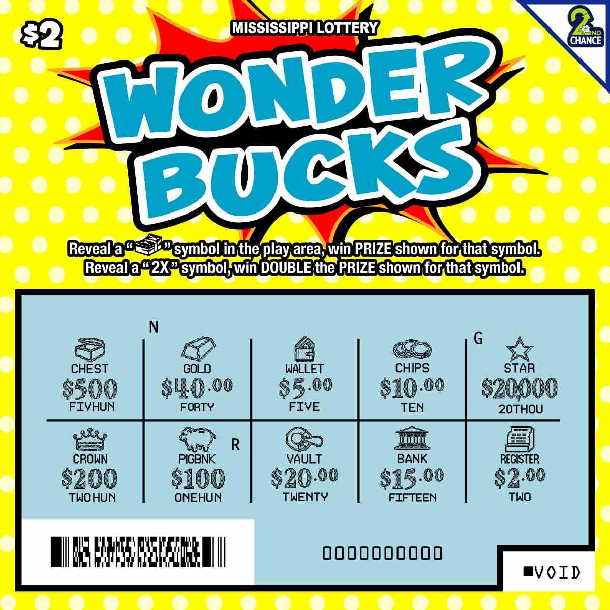 Wonder Bucks scratchcard - game number #157 - front-scratched
