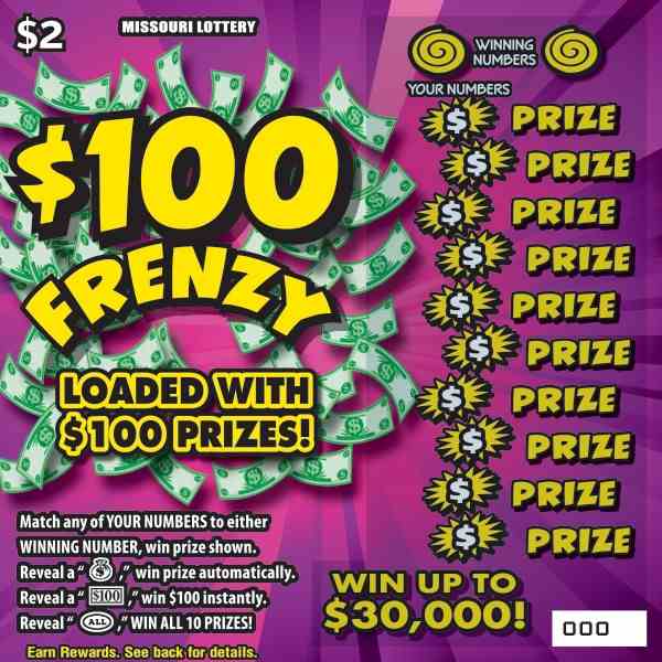 $100 Frenzy scratchcard - game number #491 - front