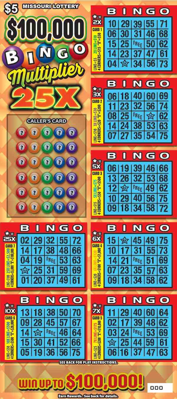$100,000 Bingo Multiplier 25X scratchcard - game number #560 - front