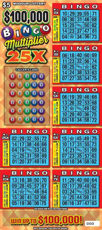 $100,000 Bingo Multiplier 25X scratchcard - game number #560 - front