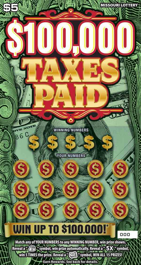 $100,000 Taxes Paid scratchcard - game number #536 - front