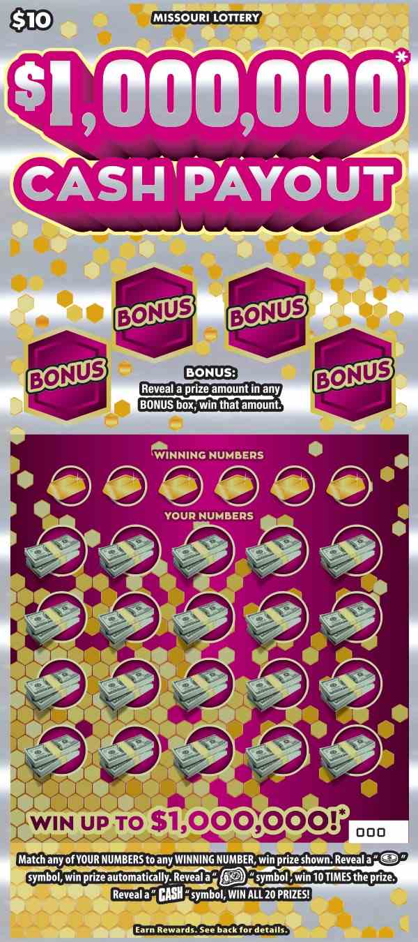 $1,000,000 Cash Payout scratchcard - game number #448 - front