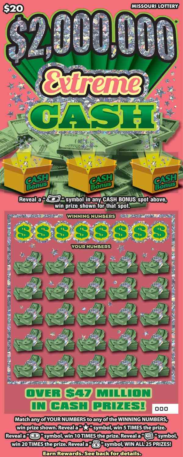 $2,000,000 Extreme Cash scratchcard - game number #468 - front