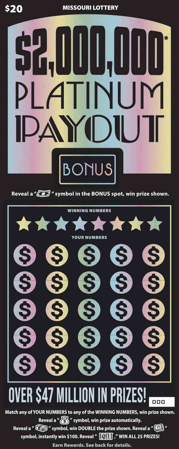 $2,000,000* Platinum Payout scratchcard - game number #532 - front