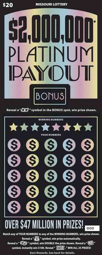 $2,000,000* Platinum Payout scratchcard - game number #532 - front