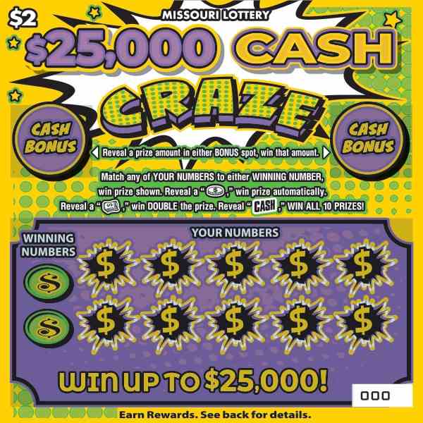 $25,000 Cash Craze scratchcard - game number #496 - front
