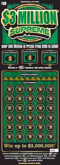 $3 Million* Supreme scratchcard - game number #494 - front
