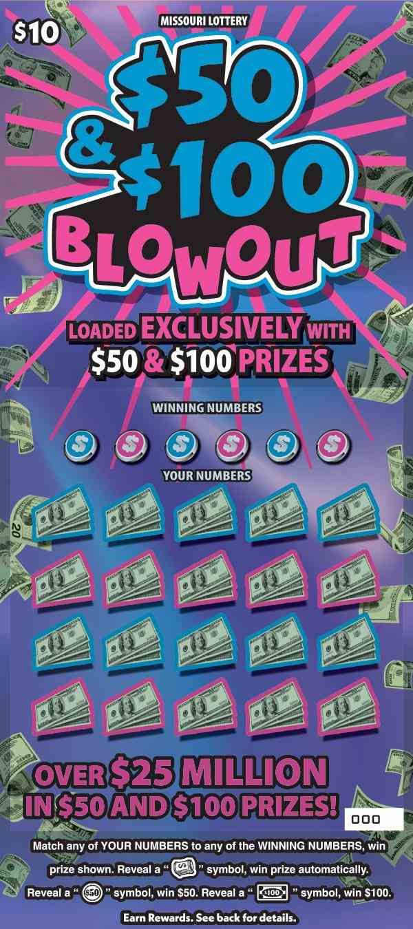 $50 & $100 Blowout scratchcard - game number #524 - front