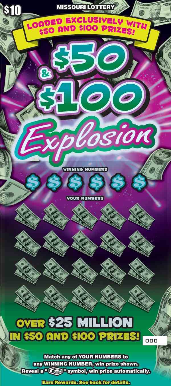 $50 & $100 Explosion scratchcard - game number #474 - front