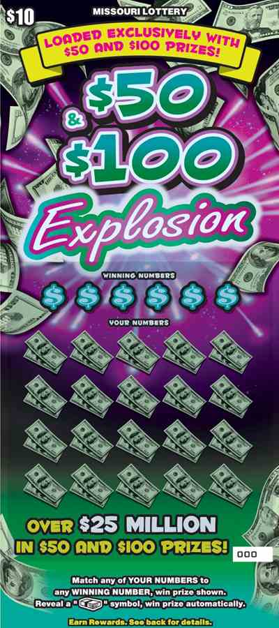 $50 & $100 Explosion scratchcard - game number #474 - front