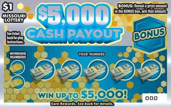 $5,000 Cash Payout scratchcard - game number #451 - front