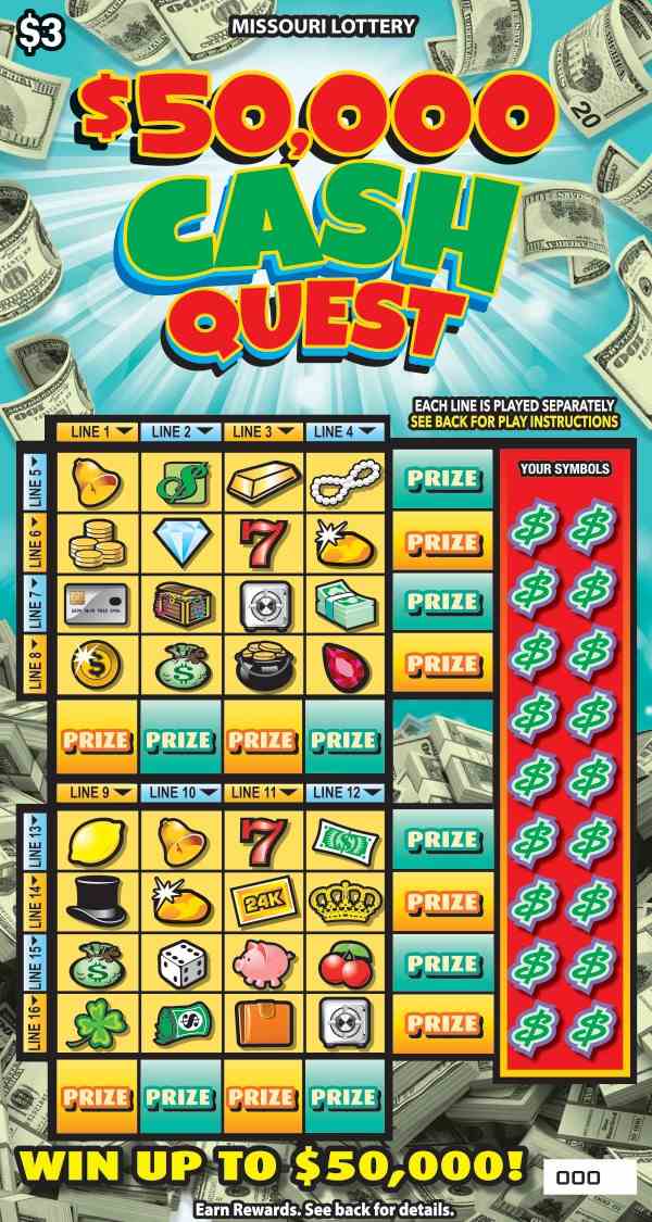 $50,000 Cash Quest scratchcard - game number #499 - front