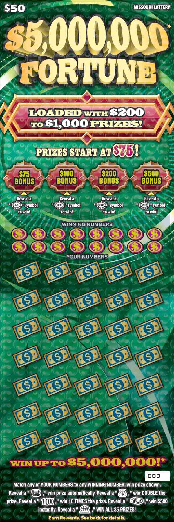 $5,000,000 Fortune scratchcard - game number #464 - front