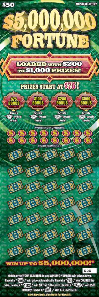$5,000,000 Fortune scratchcard - game number #464 - front