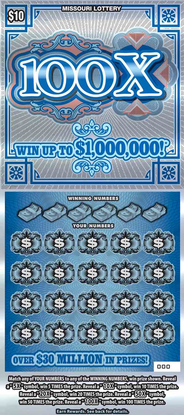 100X scratchcard - game number #503 - front