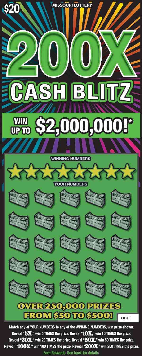 200X Cash Blitz scratchcard - game number #488 - front